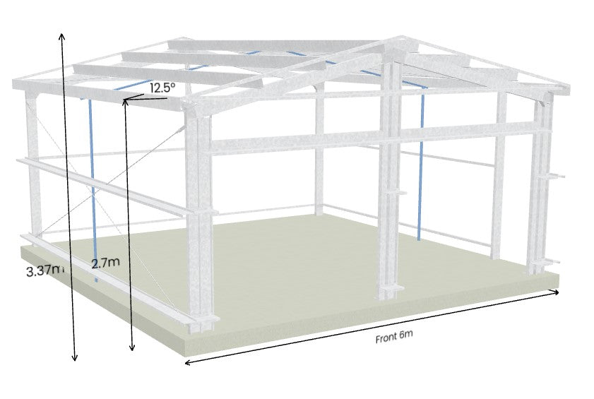 6mL x 6mW Double Garage Colorbond Gable Shed Kit