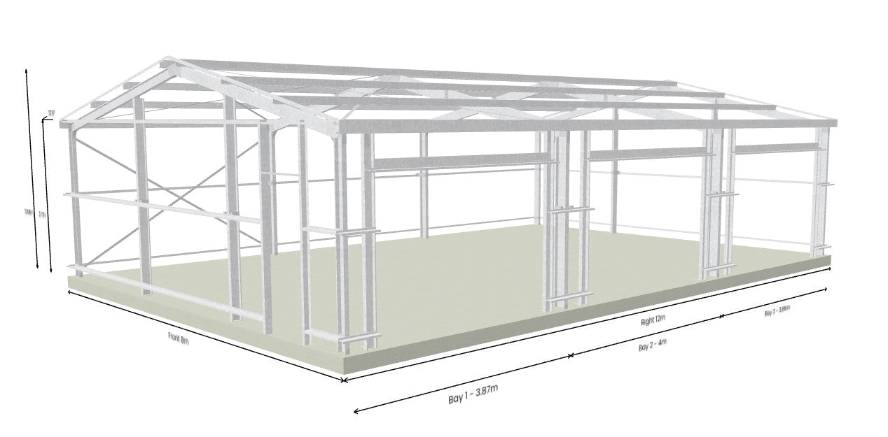 12mL x 8mW Colorbond Gable Shed Kit